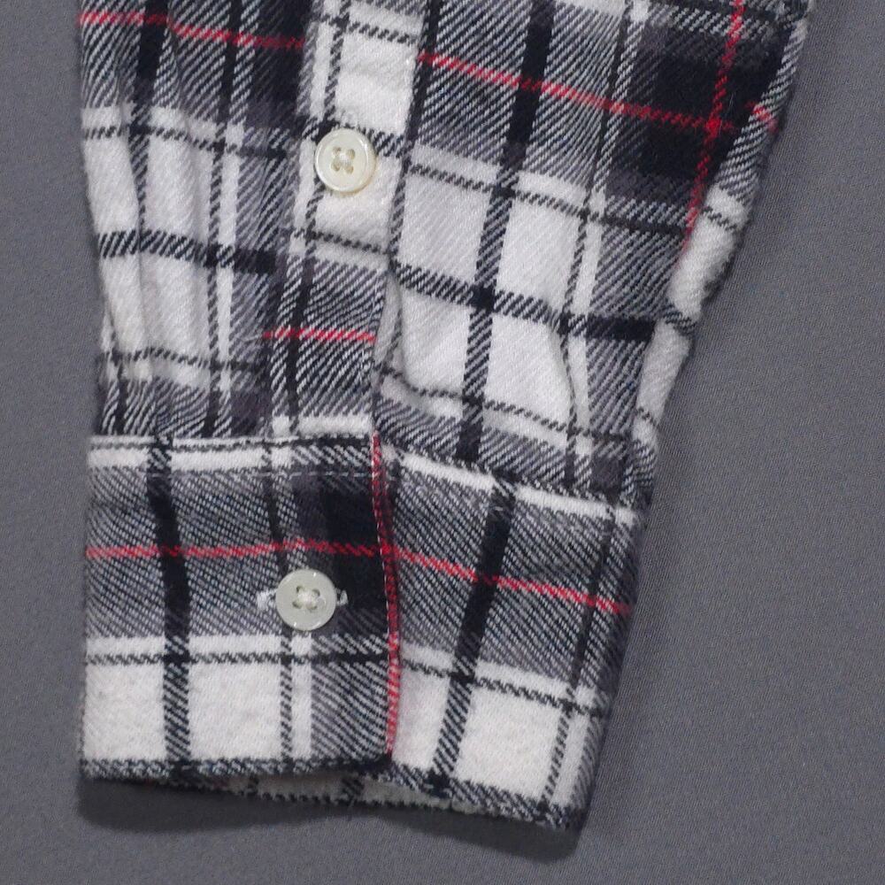 Banana Republic Womens Small Boyfriend Fit Flannel Shirt Plaid White Black - Picture 5 of 10